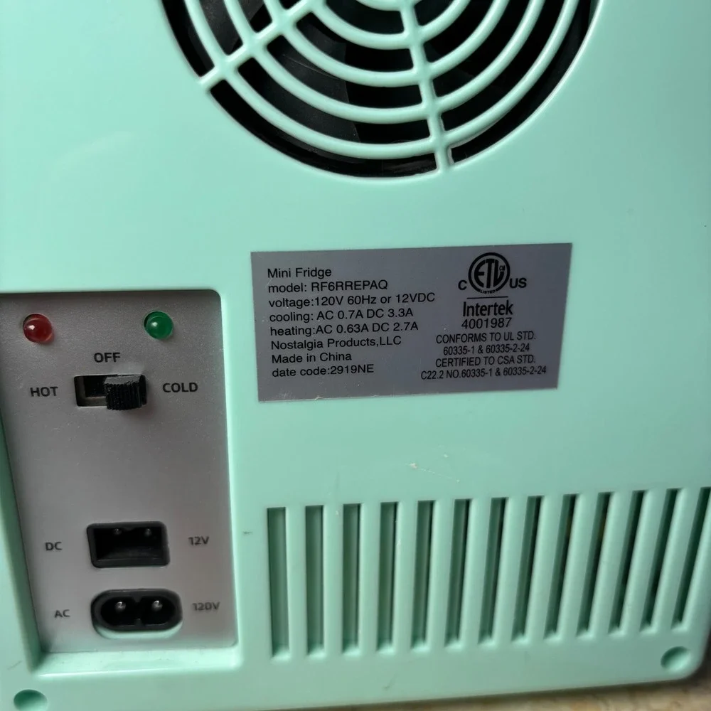 Nostalgia Retro 6-Can Personal Cooling and Heating Refrigerator Blue Mini Fridge